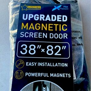 Black Magnetic Screen Door 38” x 82” New in Package never used.